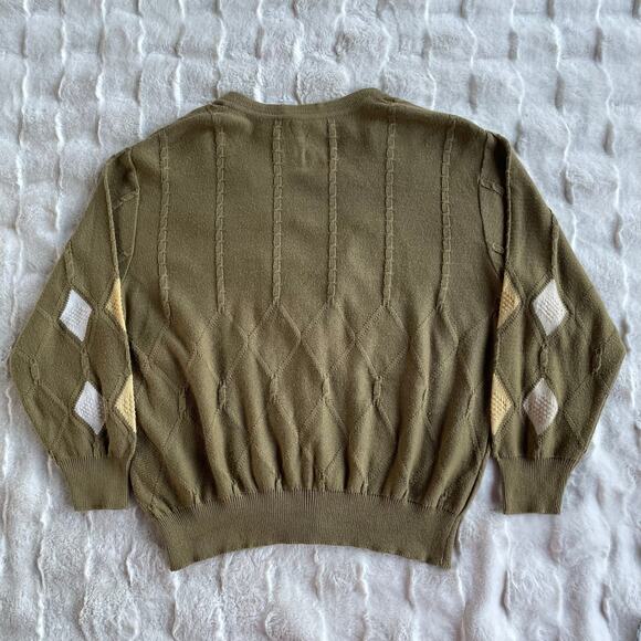 🔥VTG Cotton Blend Argyle Diamond Classic Grandmacore Academia Cardigan Sweater - Picture 6 of 15